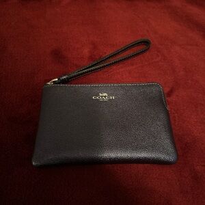 Coach Navy Blue Corner Zip Wristlet